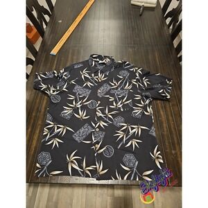 Kennington Men Vtg 2000s Rayon Aloha Hawaiian T Shirt Asian Bamboo Geisha Sz Xl